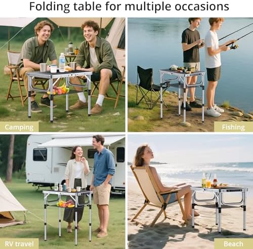Anbte Folding Camping Table, 24"X 16" Adjustable Height Small Folding Table - Image 6