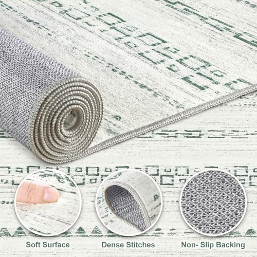 Nakagishi Boho 5x7 Area Rug Living Room Rugs Machine Washable Green - Image 3