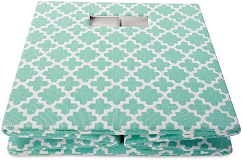 DII Hard Sided Collapsible Fabric Storage Container for Nursery, Offices, & Home Organization, (13x13x13) - Lattice Aqua - Image 3