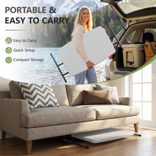 Folding Table 30 Inch -6pack, Small Desk Adjustable Height TV Tray for Laptop, Couch, Camping - Heavy Duty Utility Foldable Table for Small Spaces, No Assembly Required, White - Image 6
