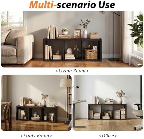 WannabeMyself【2026 Wooden Thick Frame】 3 Cube Storage Organizer with Anti-Tipping Kits, Reversible Open Back Book Shelf,Bookcase for Living Room,Bedroom,Entrance Hall,Office,11.6×36.3×13.1,Chocolate - Image 6