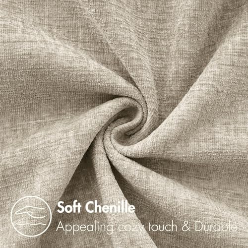 MIULEE Soft Chenille Throw Pillow Covers Light Taupe 18x18 Inch Pack of 2 - Image 3