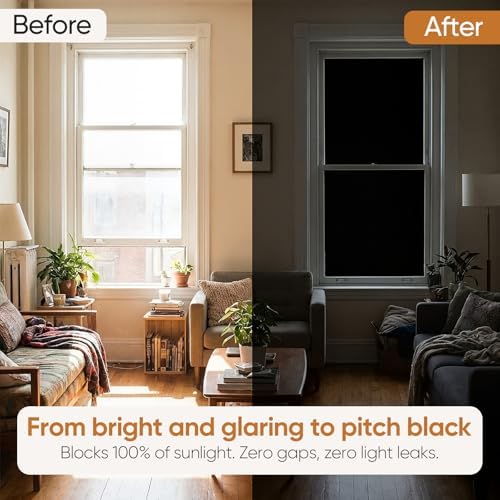 SUNBABY Blackout Window Film, 100% Light Blocking Static Cling 17.5"x118.1" - Image 2