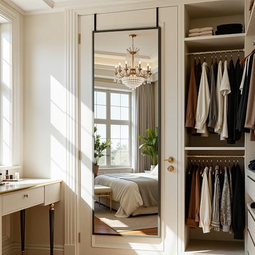 Antok 48" x 14" Full Length Over-the-Door Mirror, Hanging Mirror, Black - Image 5