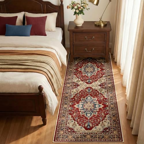 RELEANY Washable Area Rug, Runner 2'x6', Red/Blue - Image 3