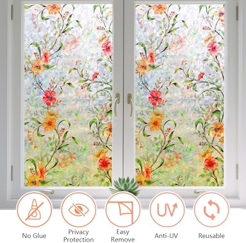 LEMON CLOUD Window Privacy Film, 3D Rainbow Stained Glass, 23.6″ x 157.4″ - Image 5