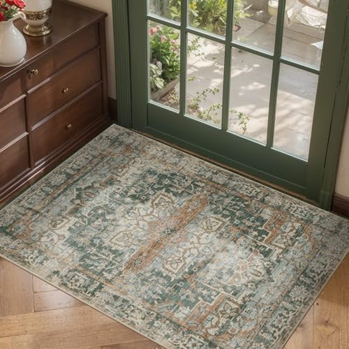 Rugxara 2x3 Entryway Rug Door Mat, Washable Samll Rug, Non Slip, Green - Image 2