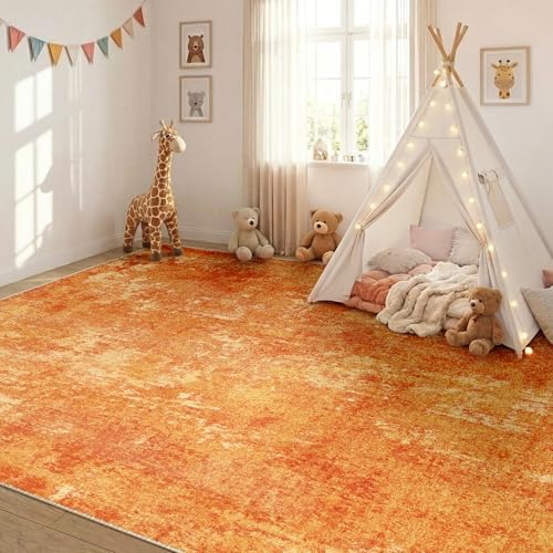 RELEANY Washable 8'x10' Abstract Area Rug for Living Room Orange - Image 2