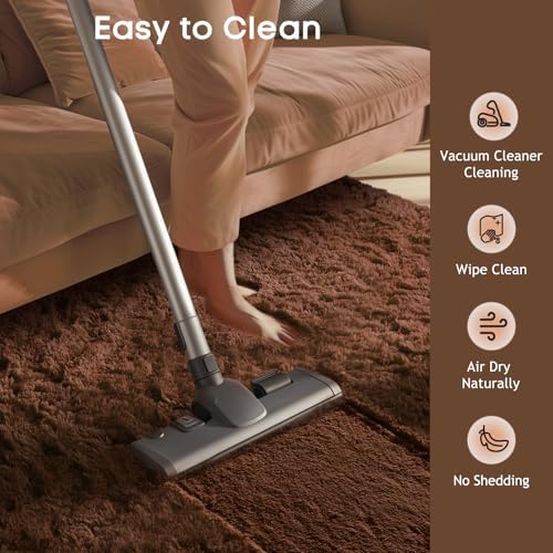 Ophanie Small Rug Washable Non Slip Throw Bedside Area Rugs, Fluffy Soft Brown Mini Bedroom Carpet, Affordable Door Entryway Indoor Inside Front Entrance Dog 2x3 Mat, Home Decor Aesthetic, Nursery - Image 3