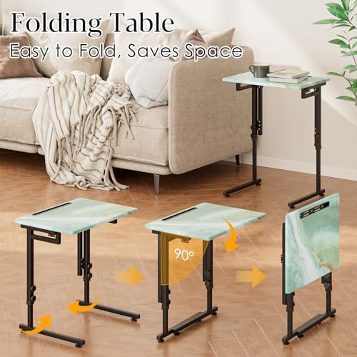 Folding TV Tray Table,Adjustable TV Dinner Table with Sturdy MDF Top,Eating Trays for Living Room with No Assembly Required (Sea Blue) - Image 6