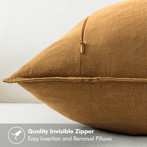 MIULEE Decorative Linen Euro Sham Pillow Covers 24x24 Hazel - Image 3