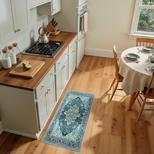 RELEANY Washable Area Rug, Small 2'x4', Teal - Image 2
