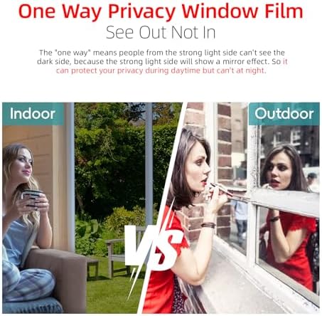 One Way Privacy Window Film Sun Blocking, Heat Blocking Window Tint for Home See Out But Not in, Static Cling & Anti UV, Black-Silver,17.5 Inch x 78.74 Inch - Image 3