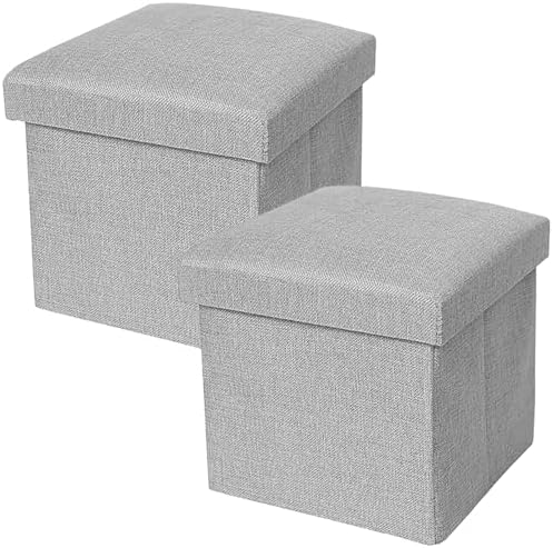 2 Pcs Collapsible Storage Boxes with, Multi-Functional Storage Box, Ideal for Cloths, Toys, Photos, Keepsakes, Greeting Cards, Grey, 10 Inch by Toyosport