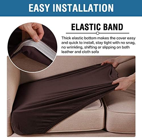 H.VERSAILTEX Velvet Stretch Couch Cushion Cover Plush Cushion Slipcover for Chair Loveseat Sofa Cushion Furniture Protector Seat Cushion Sofa Cover (3 Piece XL Sofa Cushion Covers, Brown) - Image 4