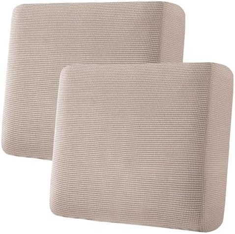 H.VERSAILTEX Super Stretch Individual Seat Sofa Covers Couch Slipcover Sets Thick Jacquard Textured Twill Fabric (2 Piece Large Sofa Cushion Covers, Sand) by HVERSAILTEX