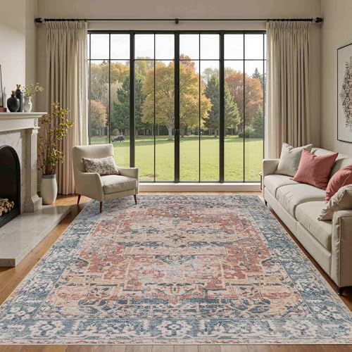 Rugxara 6x9 Area Rugs Washable Rug for Living Room Bedroom, Coral Blue by Rugxara