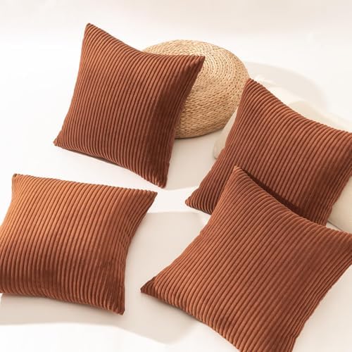 Topfinel Decorative Rust Throw Pillow Covers Cushion Cases, Set of 4 Soft Velvet Modern Double-Sided Designs Terracotta Home Decor ，Fall Style Throw Pillows 20x20 inches - Image 4