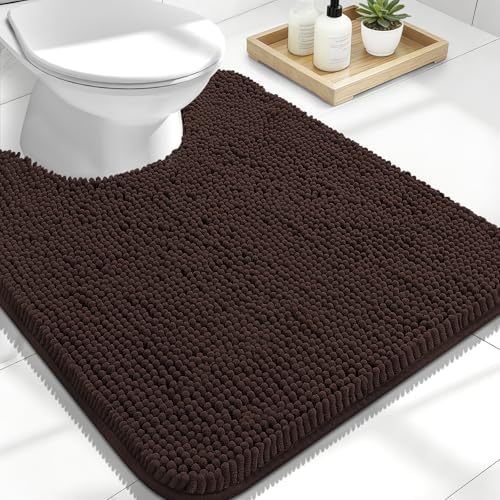 OLANLY Toilet Rugs U-Shaped 24x20, Soft Absorbent Chenille Contour Rugs by OLANLY