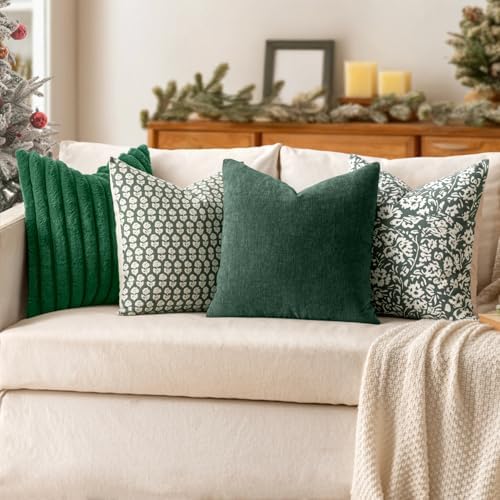 MIULEE Faux Fur Decorative Throw Pillow Covers 20x20 Set of 2 Dark Green - Image 6