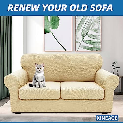 XINEAGE 3-Piece Stretch Loveseat Sofa Cover, Washable Couch Covers for Dog - Image 4