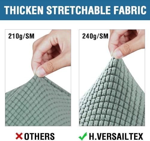 H.VERSAILTEX 4 Piece Stretch Sofa Covers for 3 Cushion Couch Covers for Living Room Furniture Slipcovers (Base Cover Plus 3 Seat Cushion Covers) Thicker Jacquard Fabric (Large Sofa, Sage) - Image 3