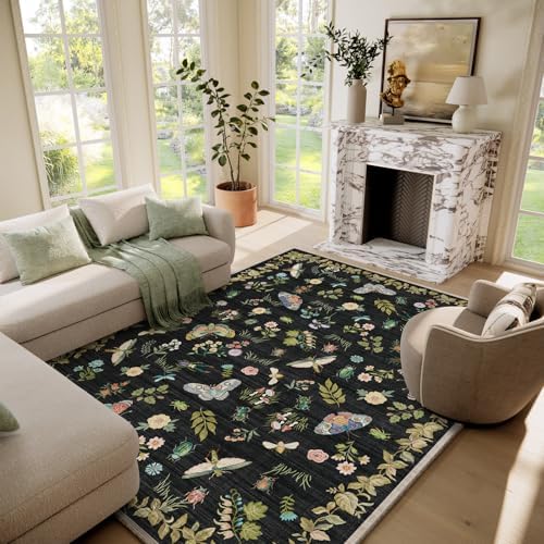 Machine Washable Rugs for Living Room: 6x9 Area Rugs Stain Resistant Non Slip Low Pile Lightweight Soft Carpets Rug for Bedroom Kitchen Dining Room Nursery Kids Room Farmhouse Home Office Indoor by palohom