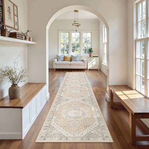 Madane Washable Runner Rugs 2x12 Long for Hallway Kitchen Long, Pink/Gray - Image 4