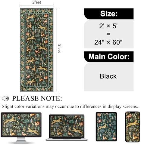 DUKINO 2x5 Rug for Hallway, Washable Animal Runner Rug Non Slip, Black - Image 2