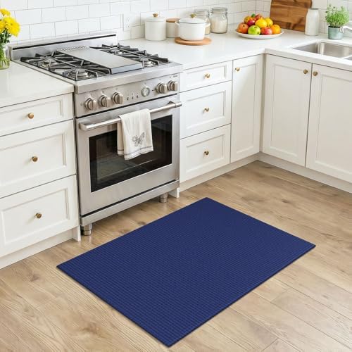 KOZYFLY Washable 2x3 Entry Area Rug, Small Throw Rugs for Entryway, Woven Non Slip Rubber Backed Door Mat Indoor Entrance, Front Porch Carpet for Foyer, Kitchen, Bedroom, Living Room, Deep Navy Blue - Image 3