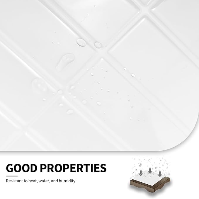 Peel and Stick Backsplash 3D Wall Tiles,Self-Adhesive,Oil Proof,Waterproof, Removable Wall Panels for Kitchen & Bathroom,Modern Design, Easy Install (10.7ft，12x9 inch,14 Pack) (White) - Image 4