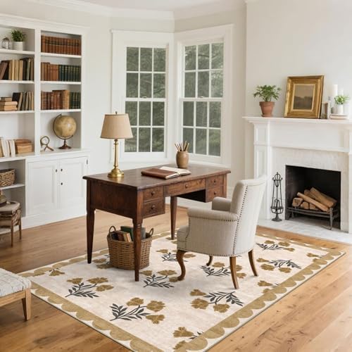 4x6 Covered Outdoor Patio Rug, Beige Washable Front Porch Entry Rug - Image 6