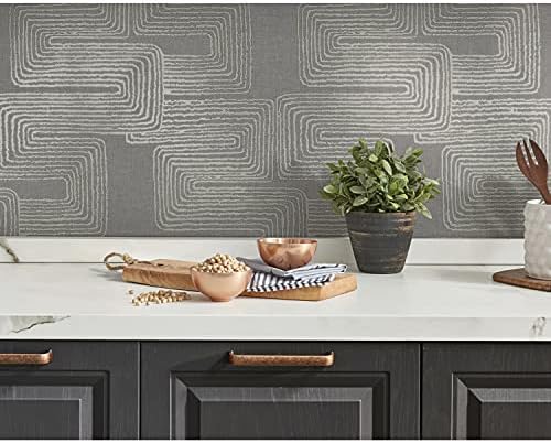 RoomMates RMK12215PL Nikki Chu Gray and Metallic Silver Zulu Signature Peel and Stick Wallpaper - Image 2