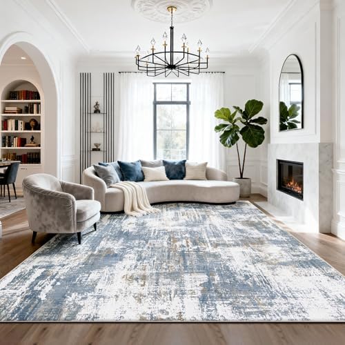 8x10 Washable Area Rugs for Living Room,Bedroom,Dining Room,Playroom - Blue by Srugn