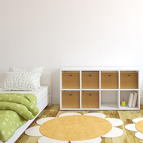 Simple Houseware 11-Inch Foldable Cube Storage Bins with Handles, Tan - Image 4