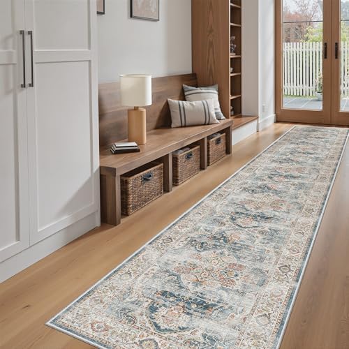 Madane Washable Runner Rugs 2x12 Long for Hallway Kitchen Soft, Navy - Image 6