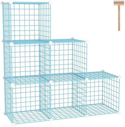 C&AHOME Wire Cube Storage, 6 - Cube Organizer Metal C Grids Units, Blue by CAHOME