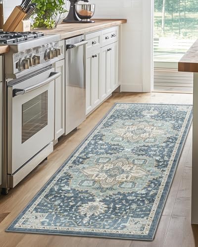 AMADA HOMEFURNISHING 2x5 Washable Runner Rug, Low-Profile Kitchen Rugs with Non-Slip Backing & Durable Edge Binding, Vintage Entryway Runner Rug for Bedroom & Hallway - Image 3