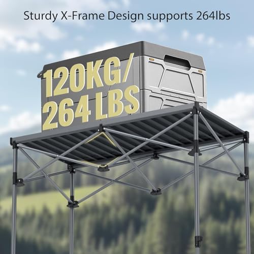 Anbte 34.2” Tall Folding Camping Table, Aluminum Portable, 39” X 20”, Black - Image 5