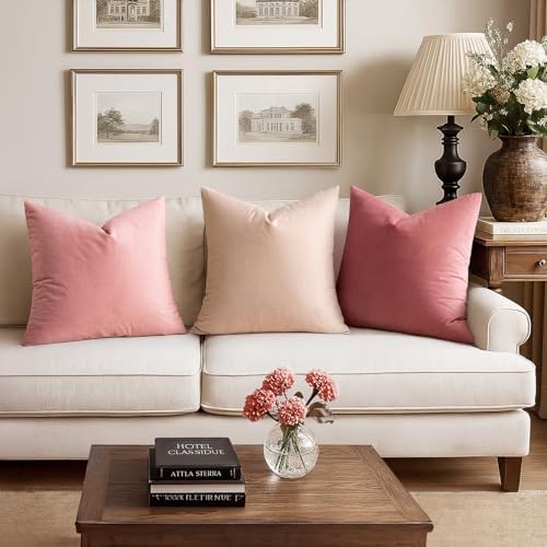 MIULEE Velvet Throw Pillow Covers 18x18 Inch Pack of 2 Dusty Pink - Image 2