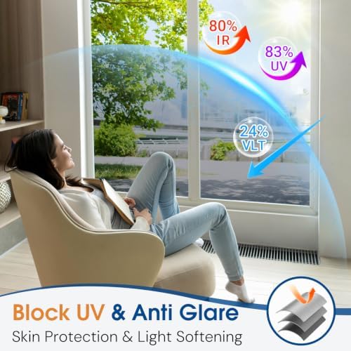 Homein Window Tint for Home with Tools, One Way Window Film, Silver - Image 3