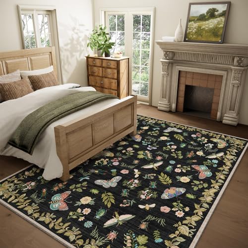 Machine Washable Rug for Living Room: 5x7 Area Rugs Vintage Rugs Stain Resistant Non Slip Low Pile Lightweight Soft Carpets for Bedroom Kitchen Dining Room Nursery Kids Room Farmhouse Home Office - Image 2