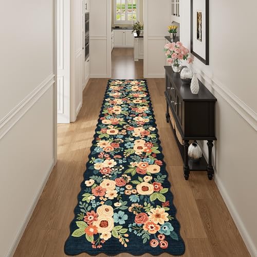 DUKINO 2x12 Washable Runner Rug, Long Runner Rug for Hallway, Navy Blue - Image 5
