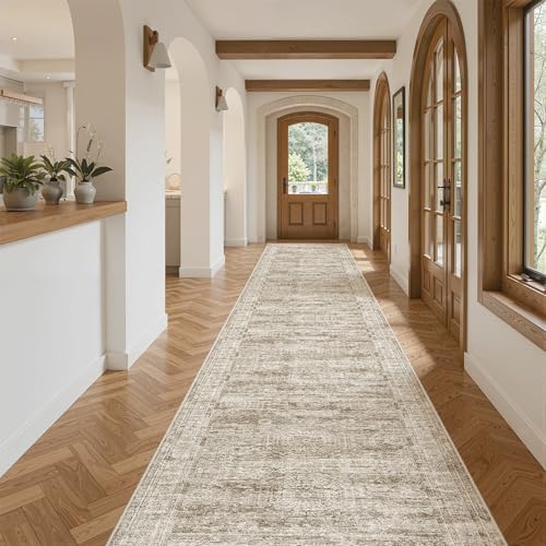 Soalmost Hallway Runner Rug 2'6" x 14' Washable Long Kitchen Rugs Brown - Image 4