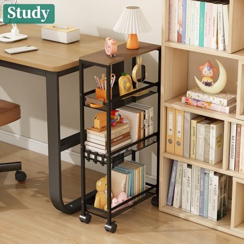 4-Tier Slim Utility Rolling Laundry Cart with Wheels, Easy to Assemble - Image 7