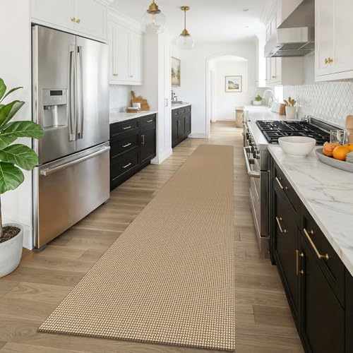 KOZYFLY Boho 2.5'x16' Runners Rugs for Hallway, Extra Long Washable Runner Rug, Woven Non Slip Kitchen Runner, Cotton Entryway Rug, Floor Carpet for Entry, Aisle, Hall, Orange Beige/Tan/Brown - Image 2