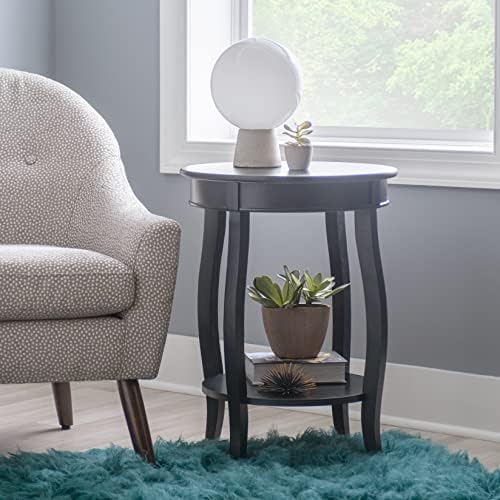 Powell Furniture Round Table with Shelf, Black - Image 2
