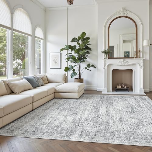 Soalmost 10x12 Area Rugs for Living Room Washable Rug Non-Slip Grey - Image 2