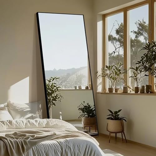 Delma Full Length Mirror with Stand, 75x35 Black Floor Mirror - Image 3