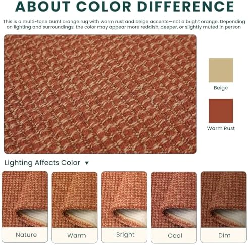KOZYFLY Orange Runners for Hallway 2.5'x8', Washable Runner Rug, Woven Non Slip Kitchen Runner, Braided Entryway Rug, Floor Carpet for Foyer, Bedroom, Hall, Burnt Orange/Tan - Image 3